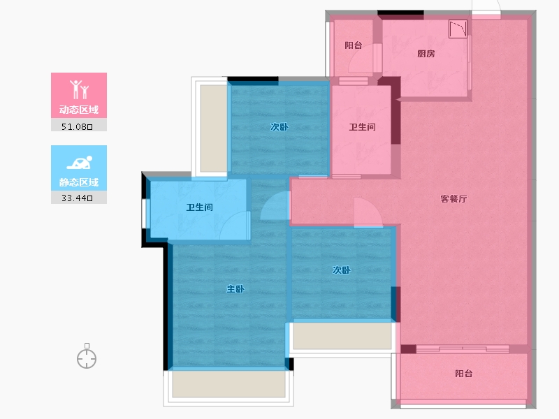 广东省-中山市-龙光・玖龙山-75.22-户型库-动静分区