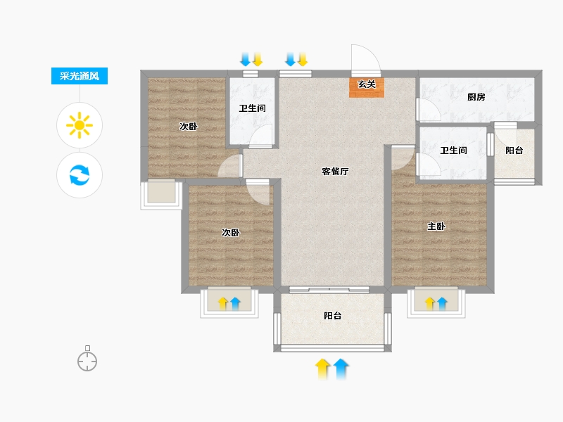 广东省-潮州市-潮安碧桂园-86.16-户型库-采光通风