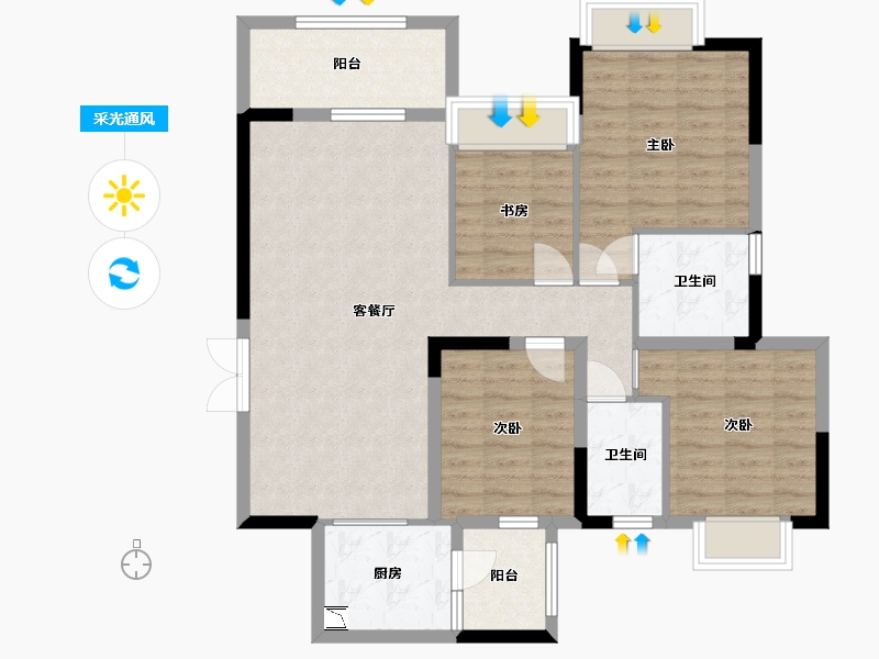 广东省-中山市-时代南湾北岸-99.47-户型库-采光通风