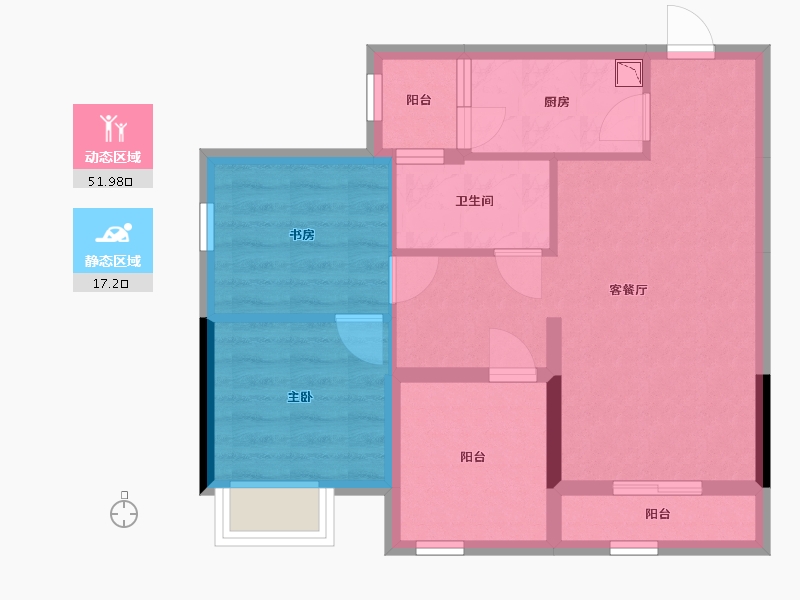 广西壮族自治区-南宁市-大嘉汇岭秀一方-60.87-户型库-动静分区