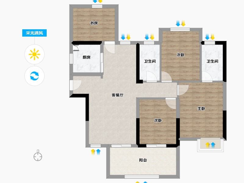 广西壮族自治区-南宁市-建发玺院-95.40-户型库-采光通风