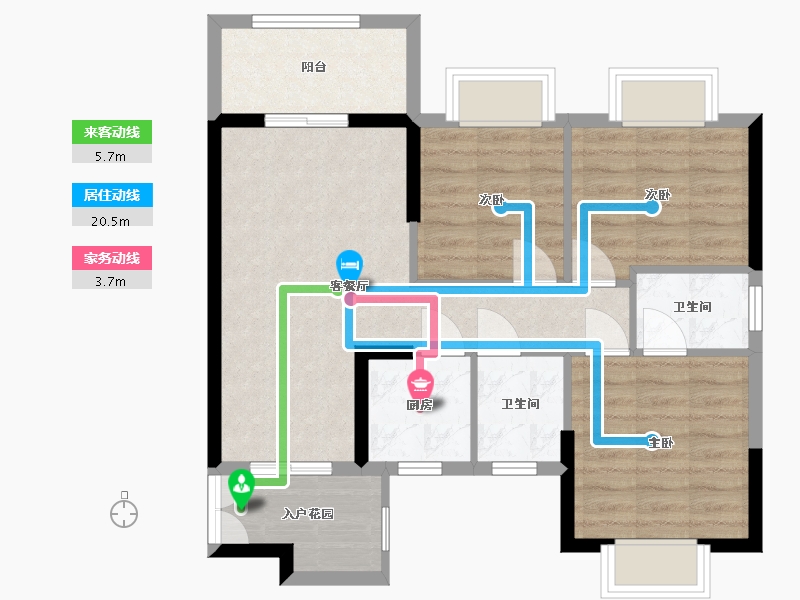 广西壮族自治区-南宁市-长岛800里香江-69.96-户型库-动静线