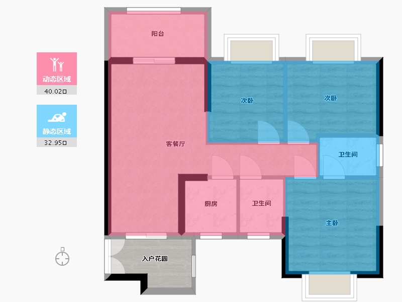 广西壮族自治区-南宁市-长岛800里香江-69.96-户型库-动静分区