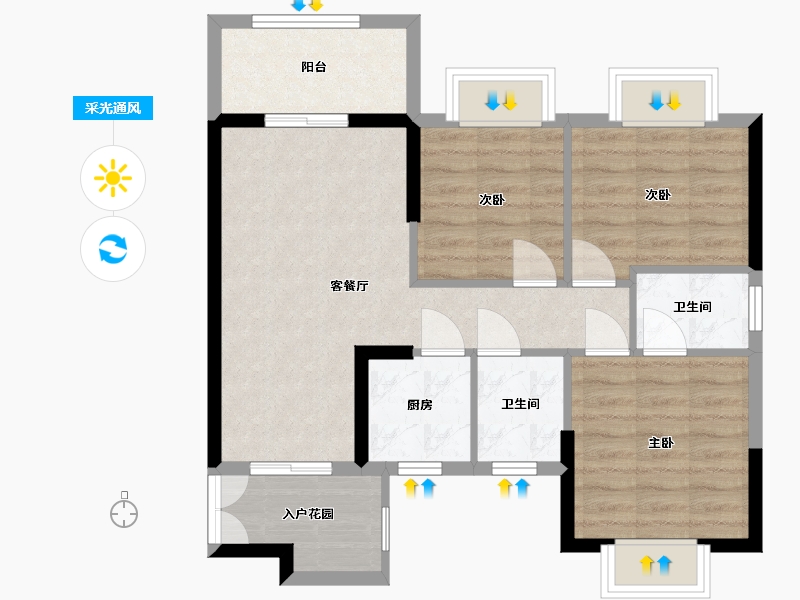 广西壮族自治区-南宁市-长岛800里香江-69.96-户型库-采光通风