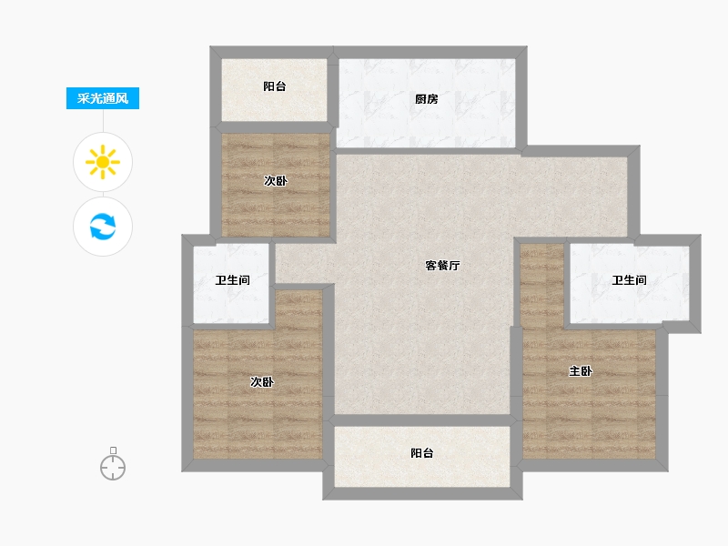 广东省-中山市-时代南湾北岸-73.49-户型库-采光通风