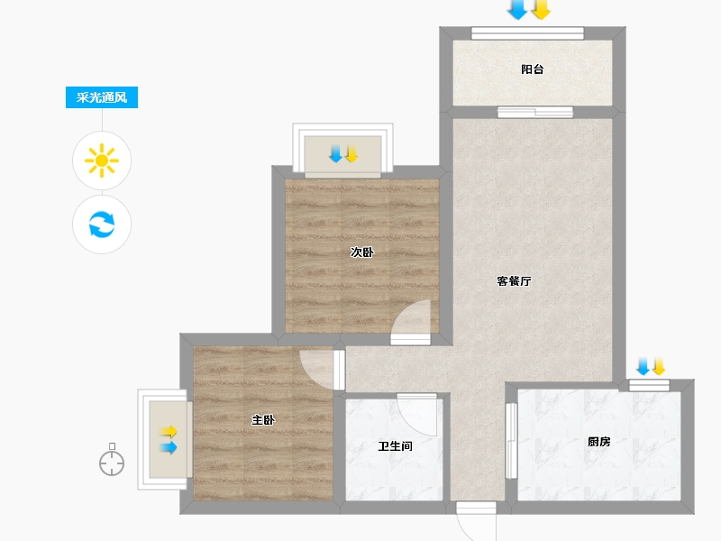 海南省-三亚市-海棠月色-55.56-户型库-采光通风