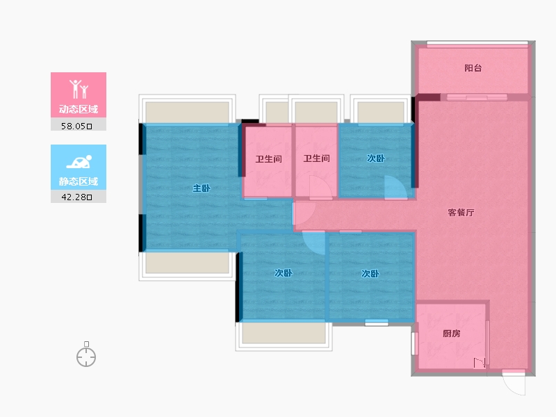 广东省-中山市-奥园领尚-90.39-户型库-动静分区