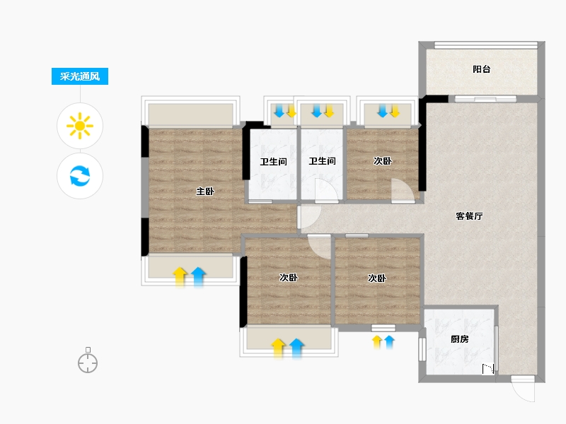 广东省-中山市-奥园领尚-90.39-户型库-采光通风