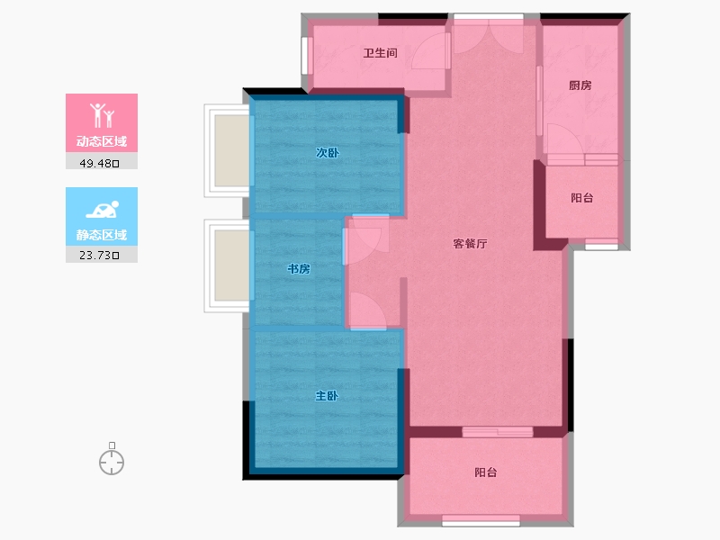 广西壮族自治区-南宁市-长岛800里香江-65.29-户型库-动静分区