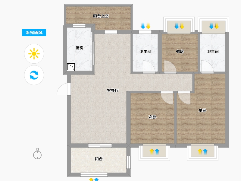 浙江省-杭州市-中天珺府-78.20-户型库-采光通风