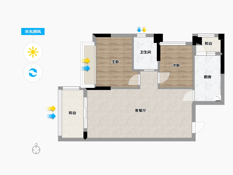 广东省-中山市-德瑞花园-62.21-户型库-采光通风