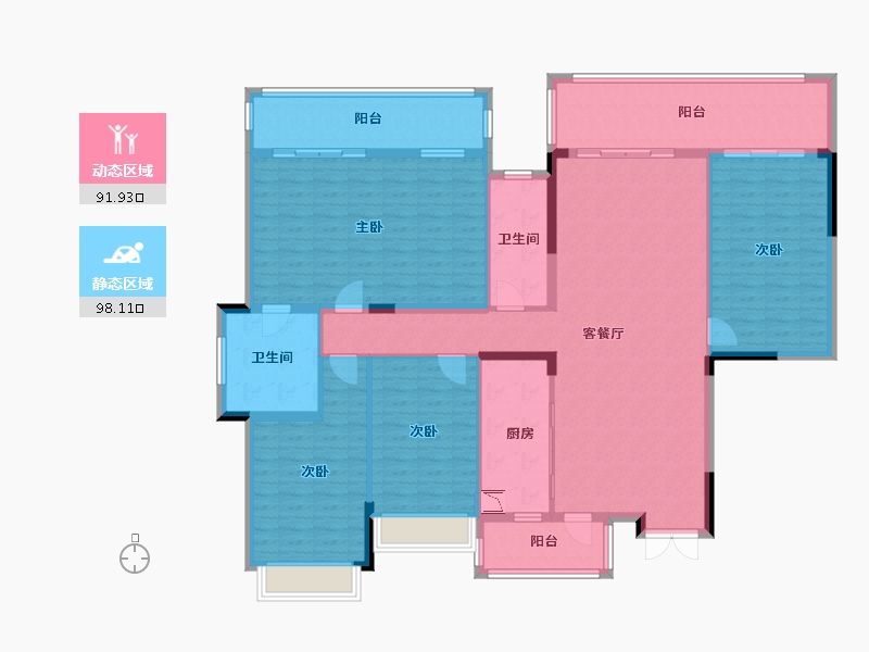 广西壮族自治区-南宁市-梦之岛江湾一品-173.37-户型库-动静分区