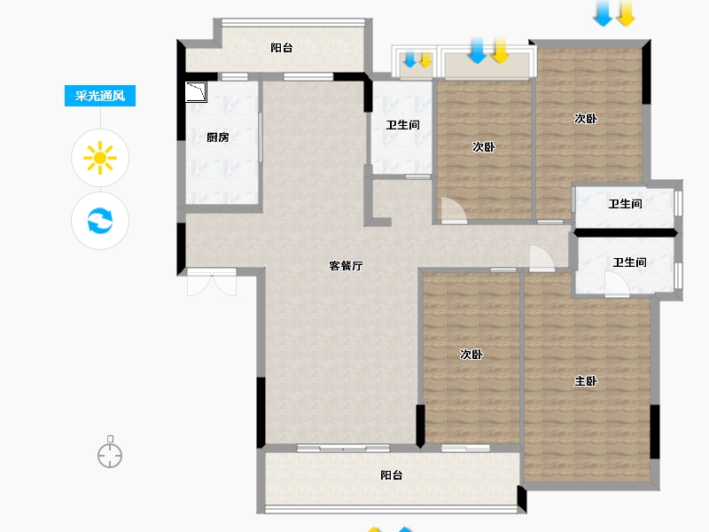 广东省-中山市-华鸿珑悦轩-160.00-户型库-采光通风