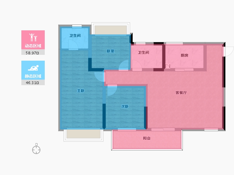 四川省-泸州市-幸福里龙湖1号-93.81-户型库-动静分区