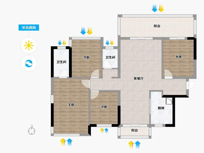 广西壮族自治区-南宁市-万科金域缇香-114.21-户型库-采光通风