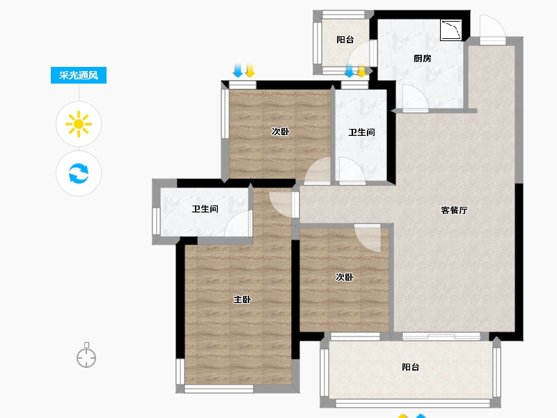 广西壮族自治区-南宁市-南宁绿地城-87.12-户型库-采光通风