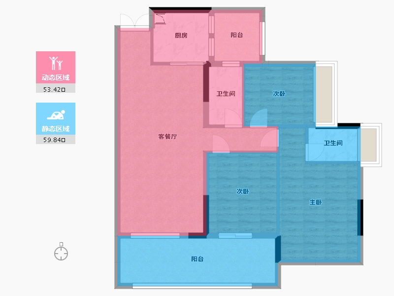 广东省-中山市-华鸿珑悦轩-102.23-户型库-动静分区