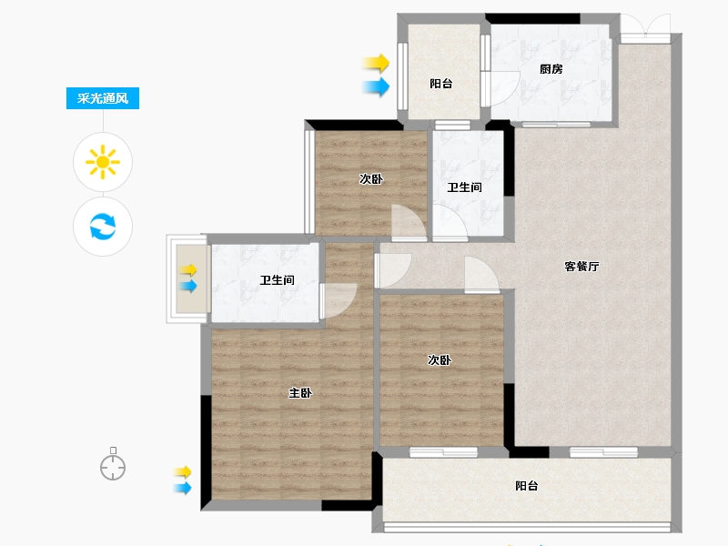 广东省-中山市-华鸿珑悦轩-104.00-户型库-采光通风