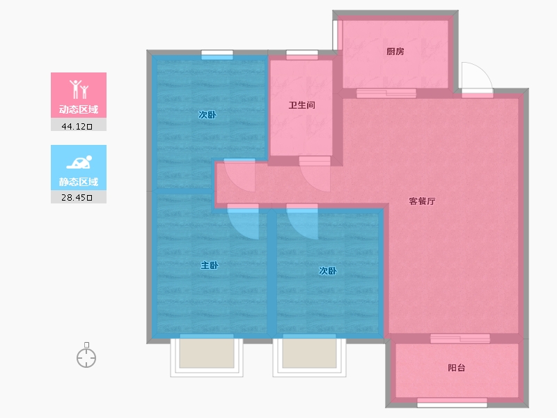 山东省-济南市-阳光城丽景公馆-64.00-户型库-动静分区