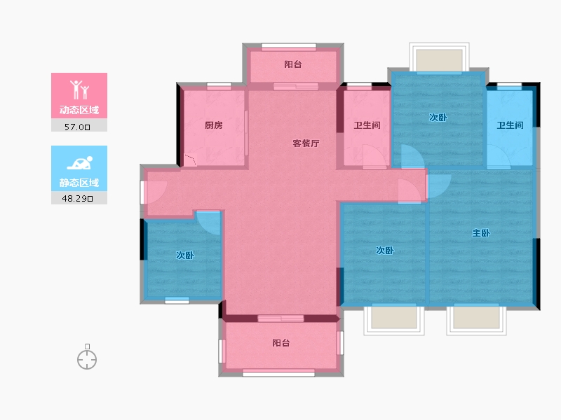 广西壮族自治区-南宁市-龙光江南院子-94.40-户型库-动静分区