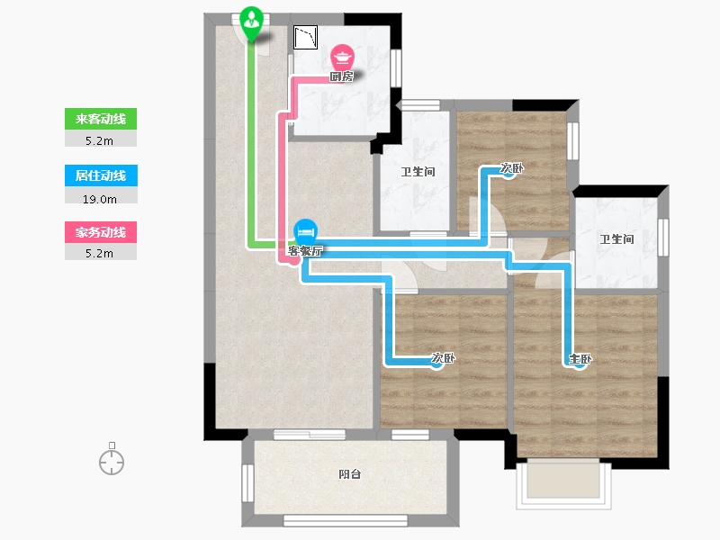 广西壮族自治区-南宁市-龙光江南院子-70.54-户型库-动静线