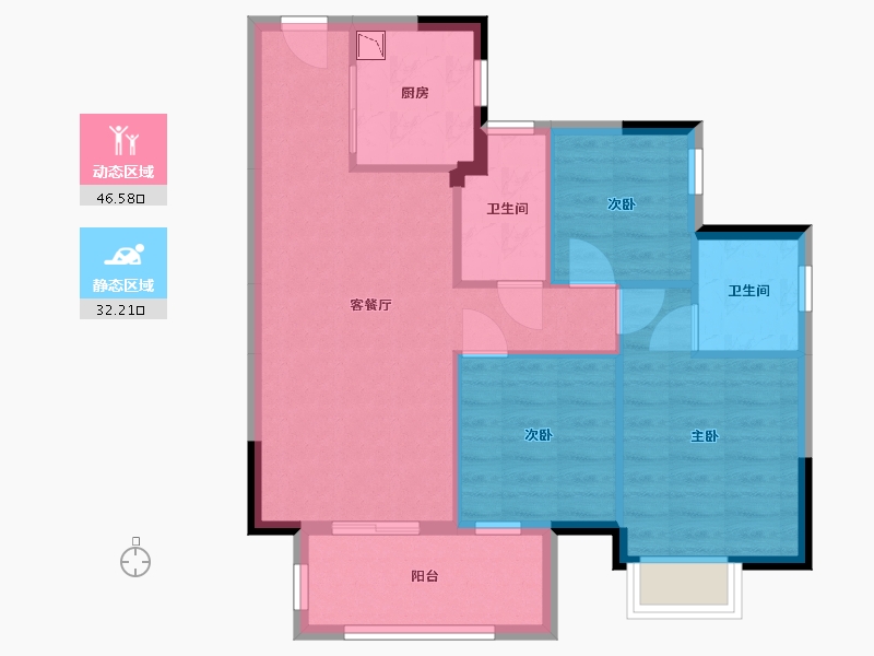 广西壮族自治区-南宁市-龙光江南院子-70.54-户型库-动静分区