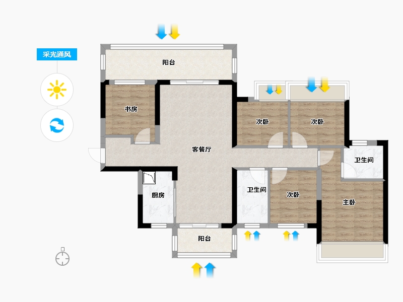 广西壮族自治区-南宁市-盛邦香颂-97.71-户型库-采光通风