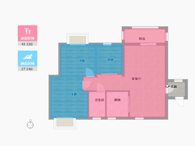 广西壮族自治区-南宁市-国田秋月蓝湾-65.20-户型库-动静分区