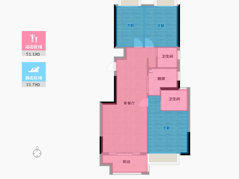 广东省-中山市-美的澜山-76.65-户型库-动静分区