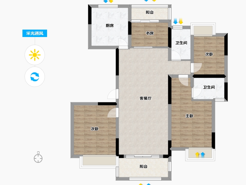 广西壮族自治区-桂林市-桂林国韵村-105.88-户型库-采光通风