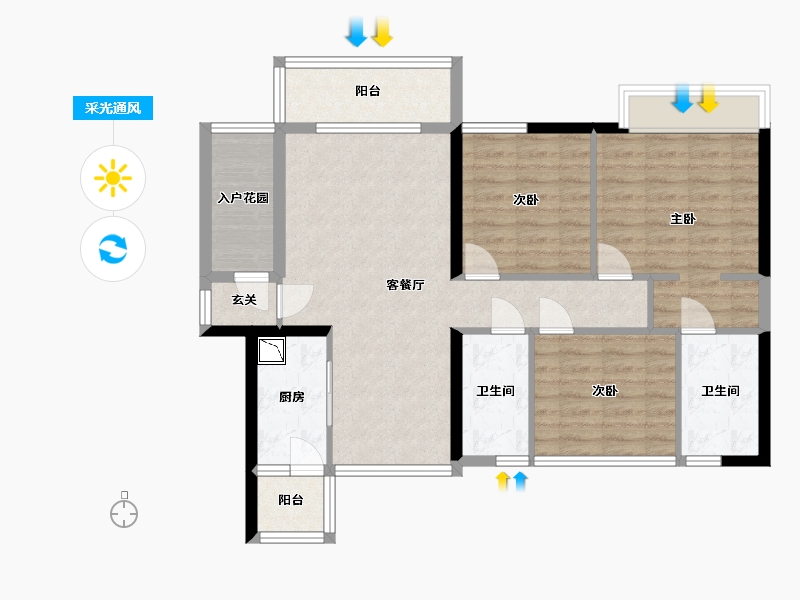 广东省-中山市-奥园领秀-89.60-户型库-采光通风