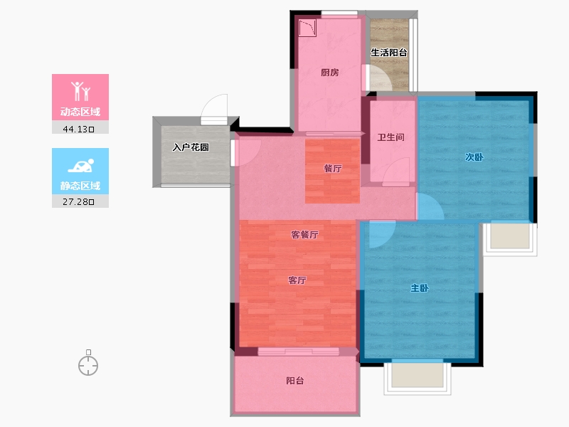 海南省-儋州市-广物雅拉湖畔-70.77-户型库-动静分区