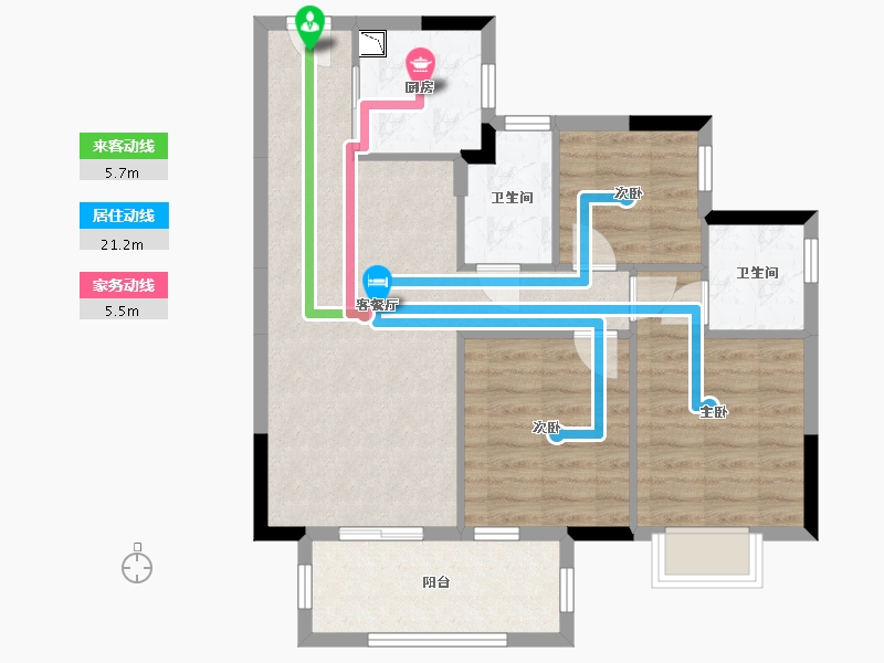 广西壮族自治区-南宁市-龙光江南院子-77.63-户型库-动静线