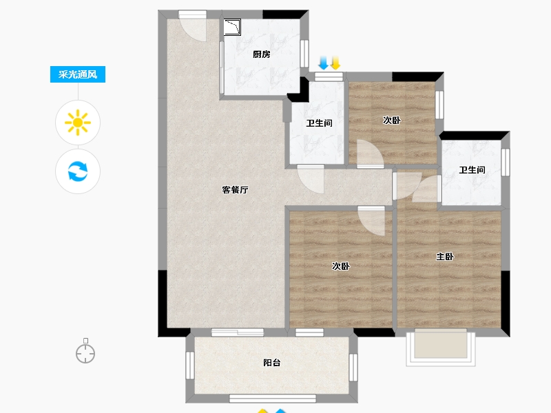 广西壮族自治区-南宁市-龙光江南院子-77.63-户型库-采光通风