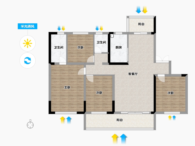 广西壮族自治区-桂林市-桂林融创文旅城-126.43-户型库-采光通风