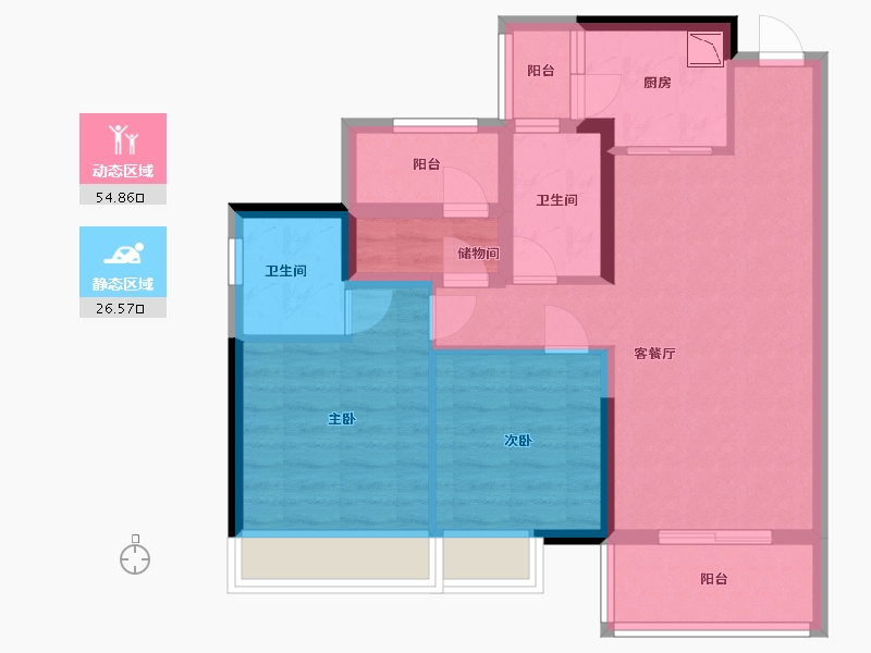 广东省-中山市-奥园领秀-71.20-户型库-动静分区