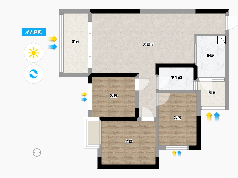 广西壮族自治区-桂林市-溪岸枫景-71.12-户型库-采光通风