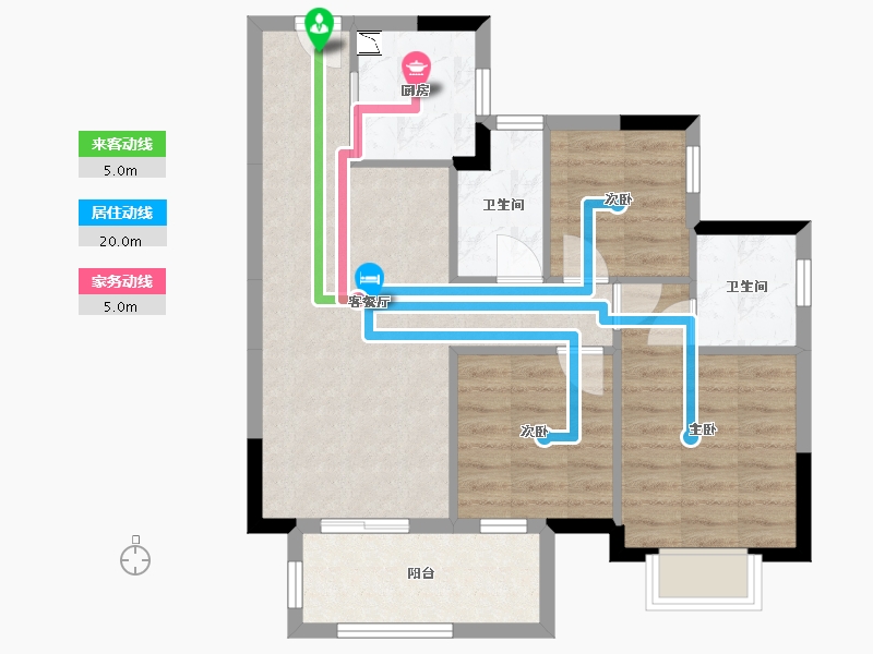 广西壮族自治区-南宁市-龙光江南院子-69.31-户型库-动静线