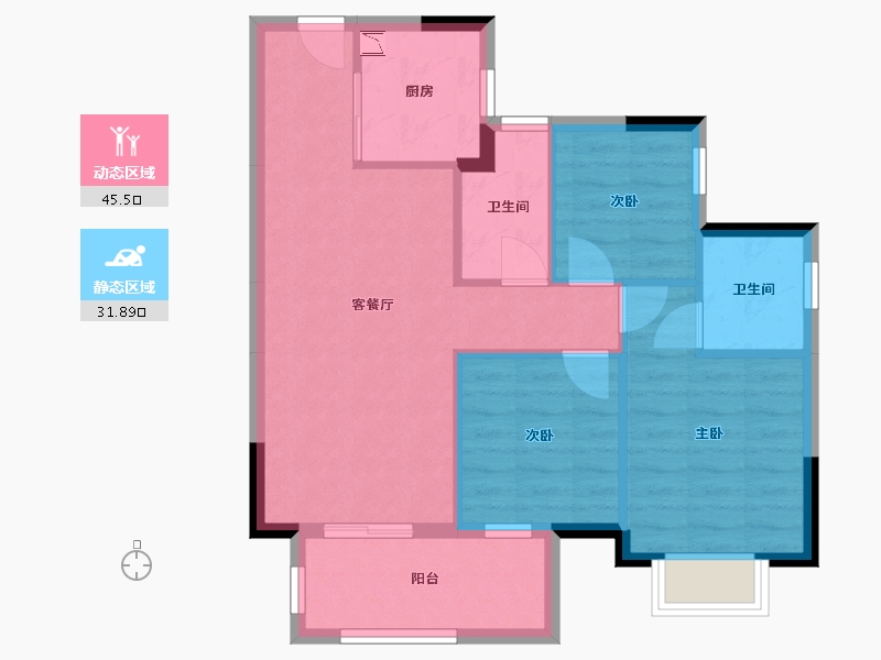 广西壮族自治区-南宁市-龙光江南院子-69.31-户型库-动静分区