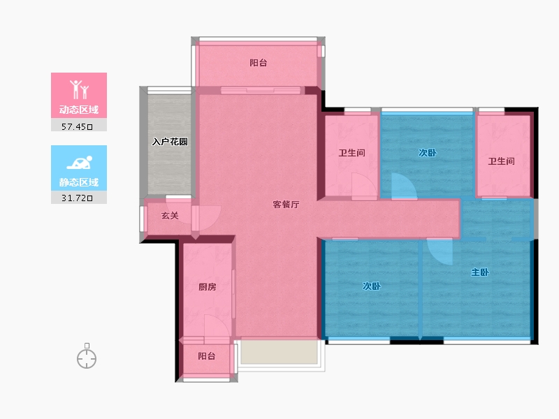 广东省-中山市-奥园领秀-84.00-户型库-动静分区