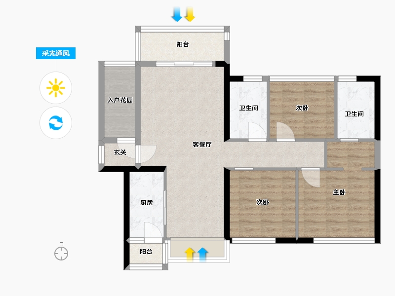 广东省-中山市-奥园领秀-84.00-户型库-采光通风