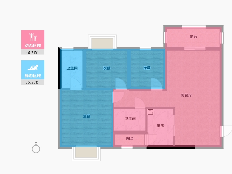 广西壮族自治区-南宁市-国田秋月蓝湾-72.47-户型库-动静分区