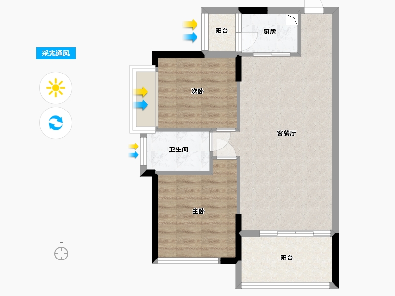 广东省-中山市-富盈居二期-60.21-户型库-采光通风