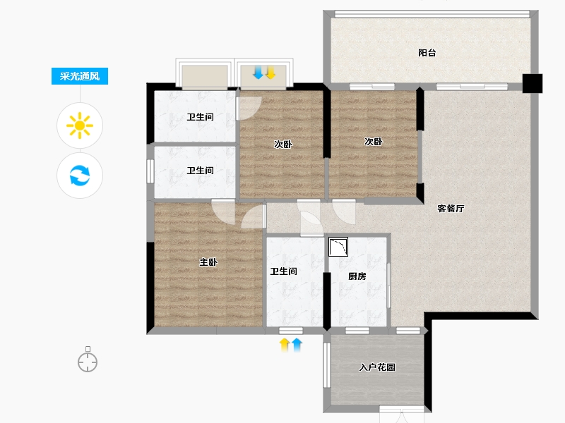 广东省-中山市-聚豪园-124.80-户型库-采光通风