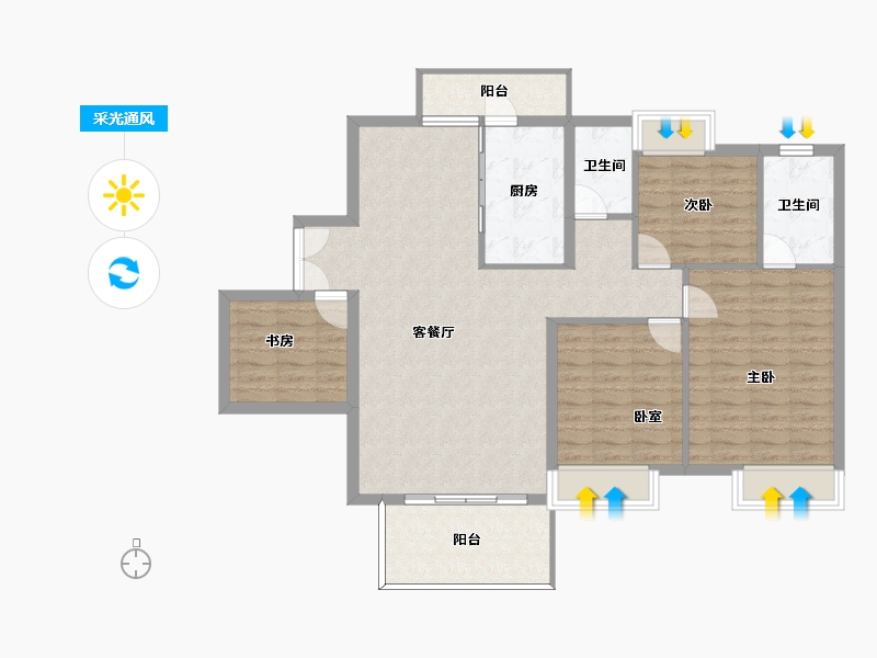 四川省-泸州市-锦绣山水印象-111.19-户型库-采光通风