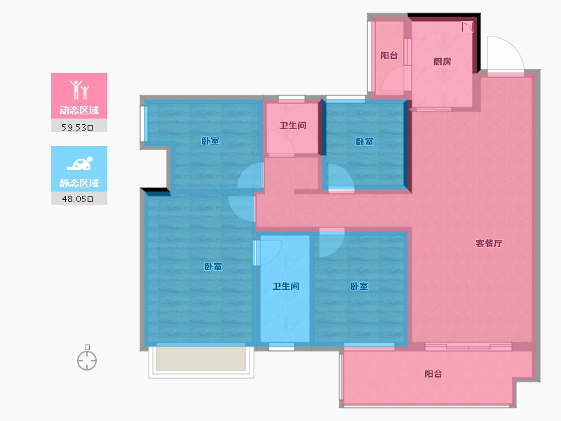 广西壮族自治区-贵港市-金科集美江上-95.45-户型库-动静分区