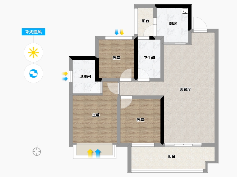 广西壮族自治区-贵港市-金科集美江上-79.98-户型库-采光通风