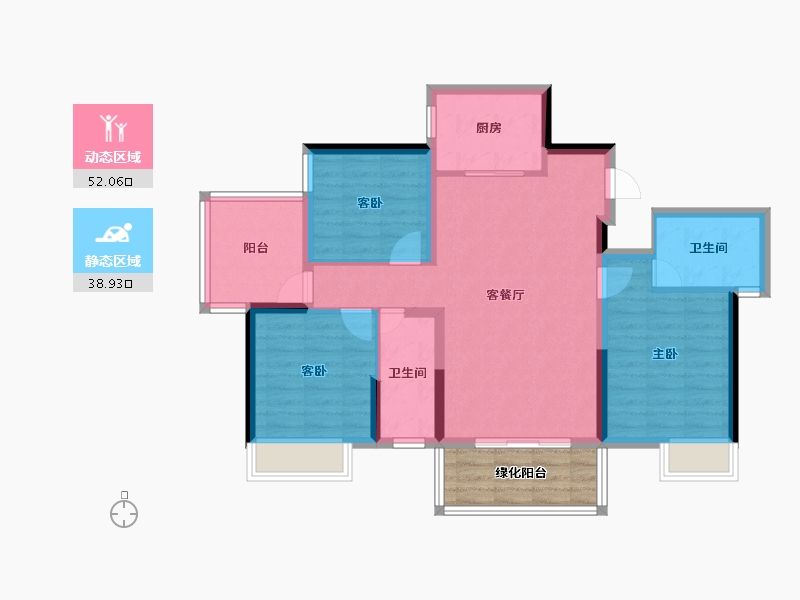 广西壮族自治区-南宁市-彰泰滨江学府-87.11-户型库-动静分区