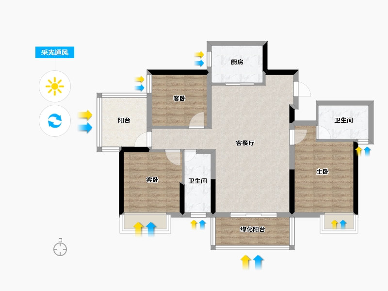 广西壮族自治区-南宁市-彰泰滨江学府-87.11-户型库-采光通风