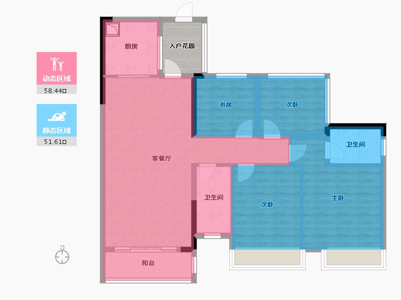 广西壮族自治区-南宁市-梦之岛江湾一品-103.29-户型库-动静分区